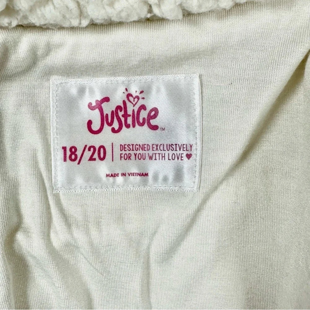 Justice Girls Sherpa Moto Jacket Size 18/20 Cream Teddy Bear Fleece‎ Zip Cozy